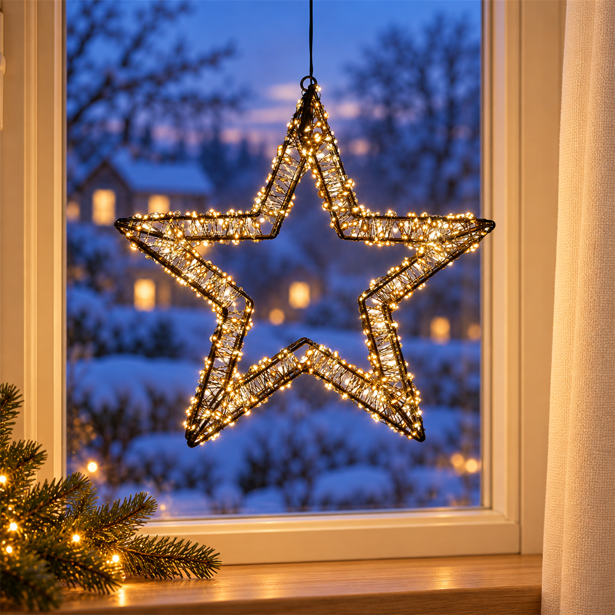 Anna's Collection Verlicht Kerstfiguur Ster 3D Zwart Klassiek Warm 800 Lampjes 36 x 36 x 5 cm