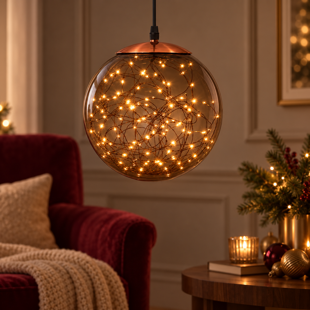 Anna's Collection Verlicht Kerstfiguur Lichtbal Smokey Flash Klassiek Warm 125 Lampjes 25 cm