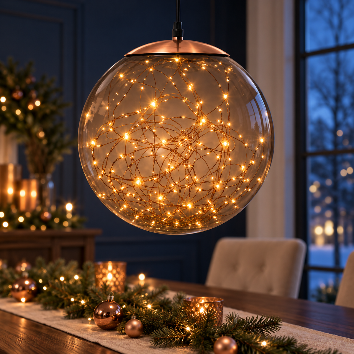 Anna's Collection Verlicht Kerstfiguur Lichtbal Smokey Flash Klassiek Warm 300 Lampjes 37 cm