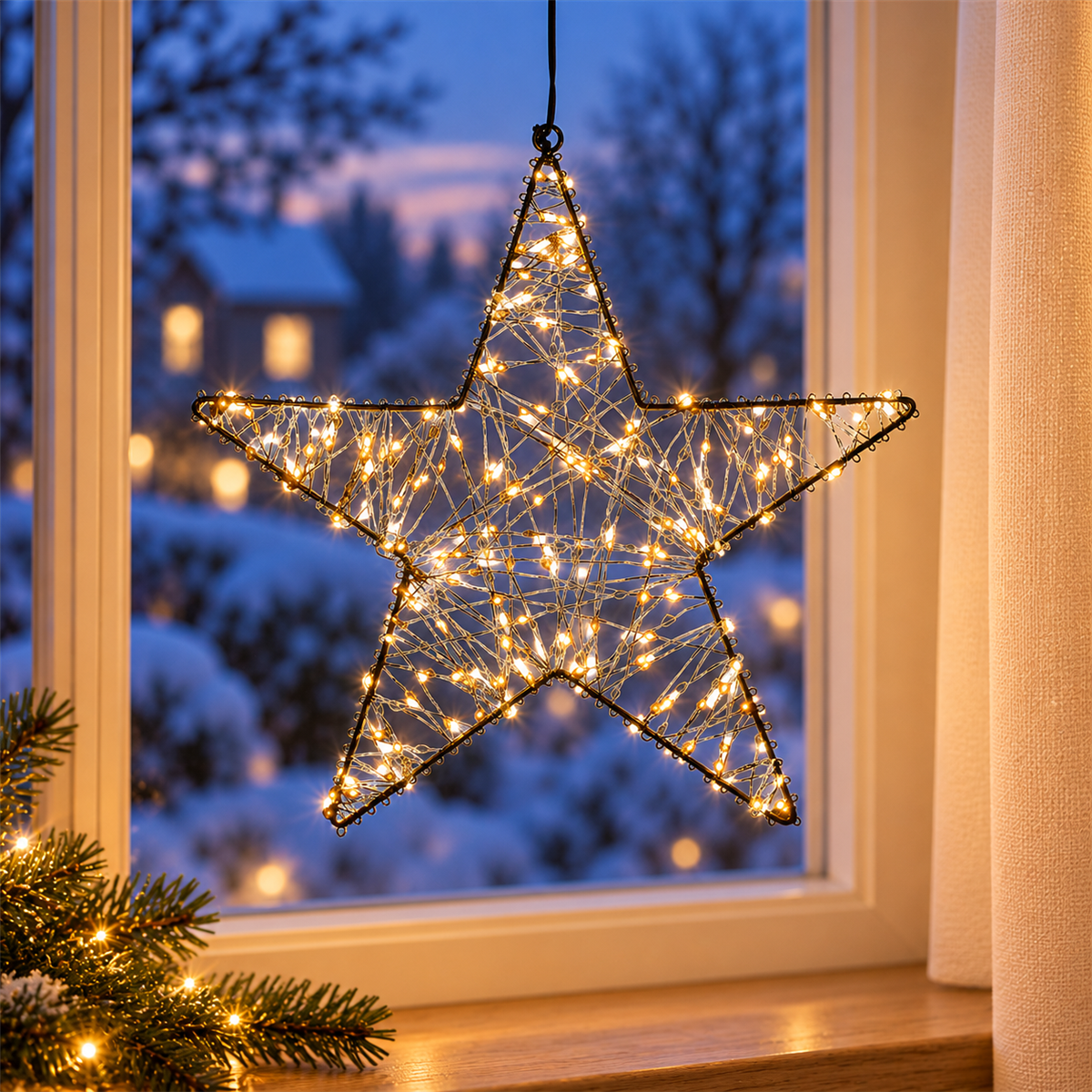 Anna's Collection Verlicht Kerstfiguur Ster Flash Zwart Klassiek Warm 200 Lampjes 27 x 27 x 5 cm