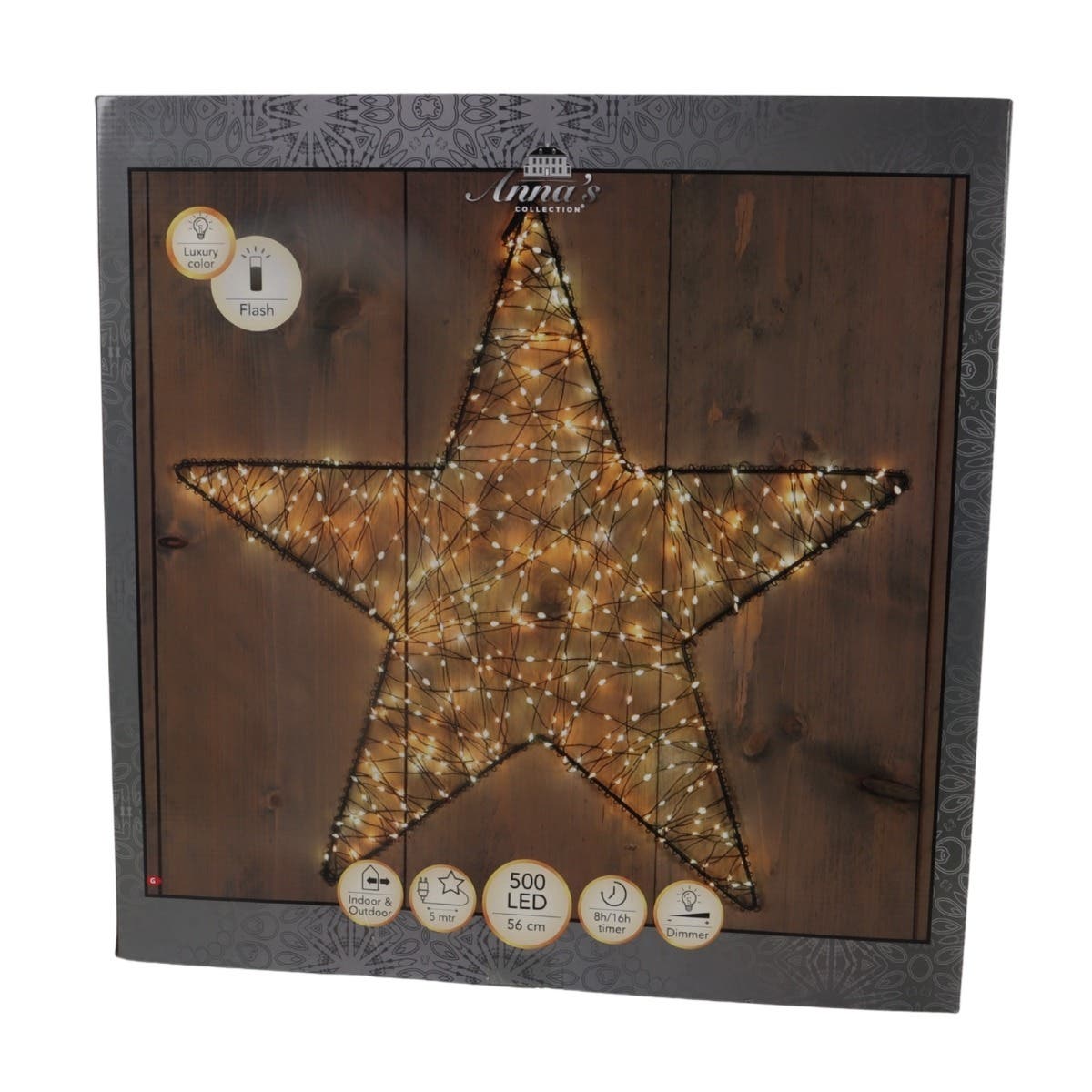 Anna's Collection Verlicht Kerstfiguur Ster Metaal Flash Klassiek Warm 500 Lampjes 56 cm