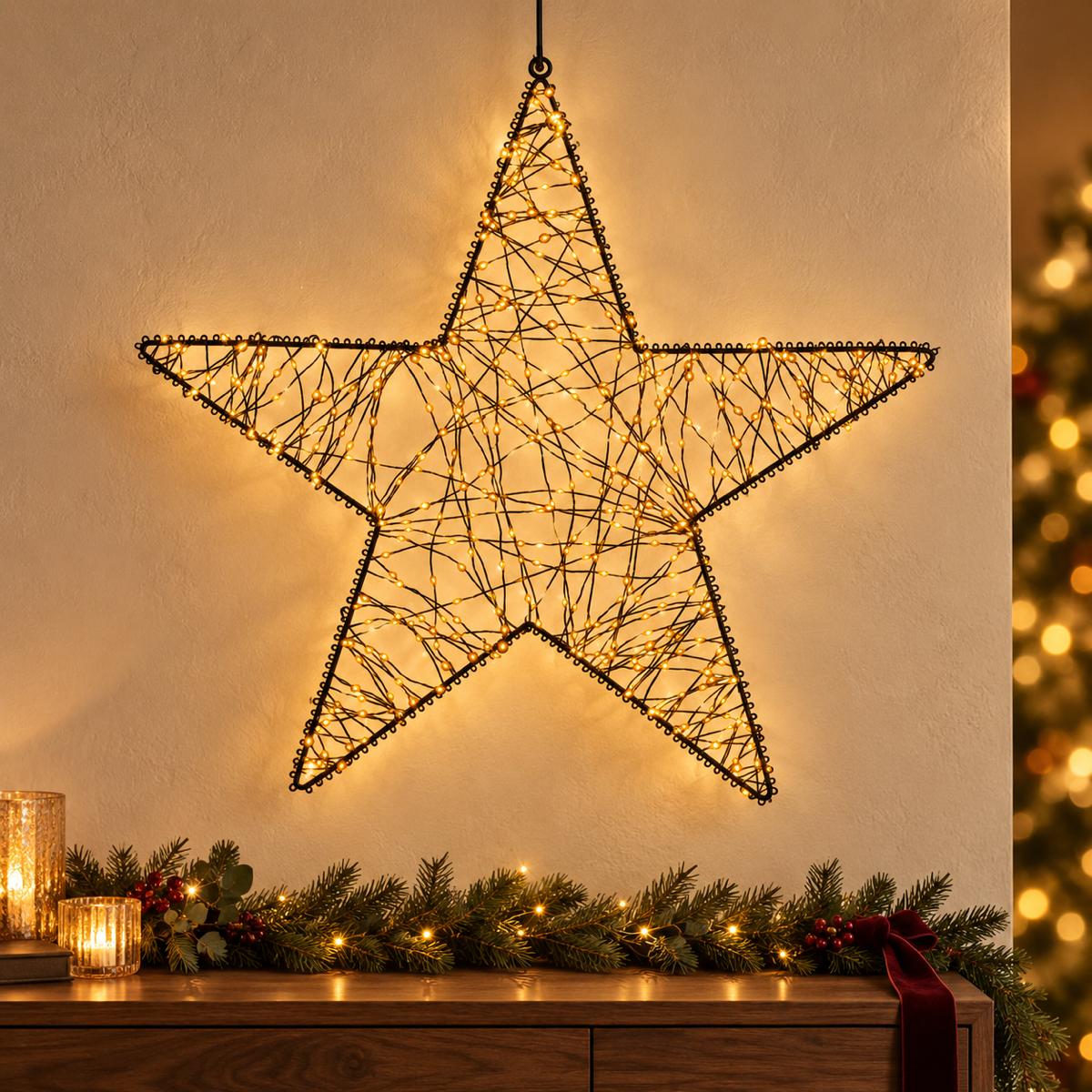 Anna's Collection Verlicht Kerstfiguur Ster Metaal Flash Klassiek Warm 500 Lampjes 56 cm
