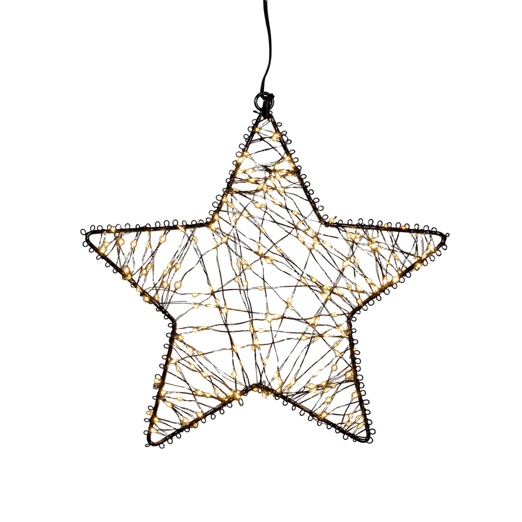 Anna's Collection kerstster zwart met verlichting knipperfunctie 27 x 5 cm