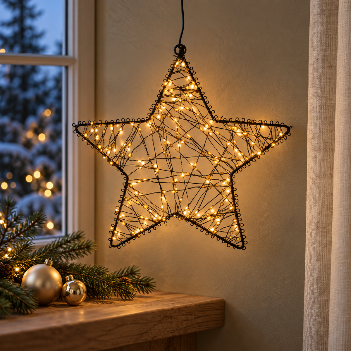 Anna's Collection Verlicht Kerstfiguur Kerstster met Flash Klassiek Warm 200 Lampjes 27 x 5 cm