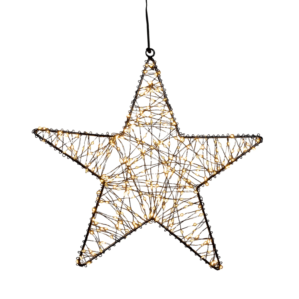 Anna's Collection kerstster zwart met verlichting knipperfunctie 37 x 5 cm