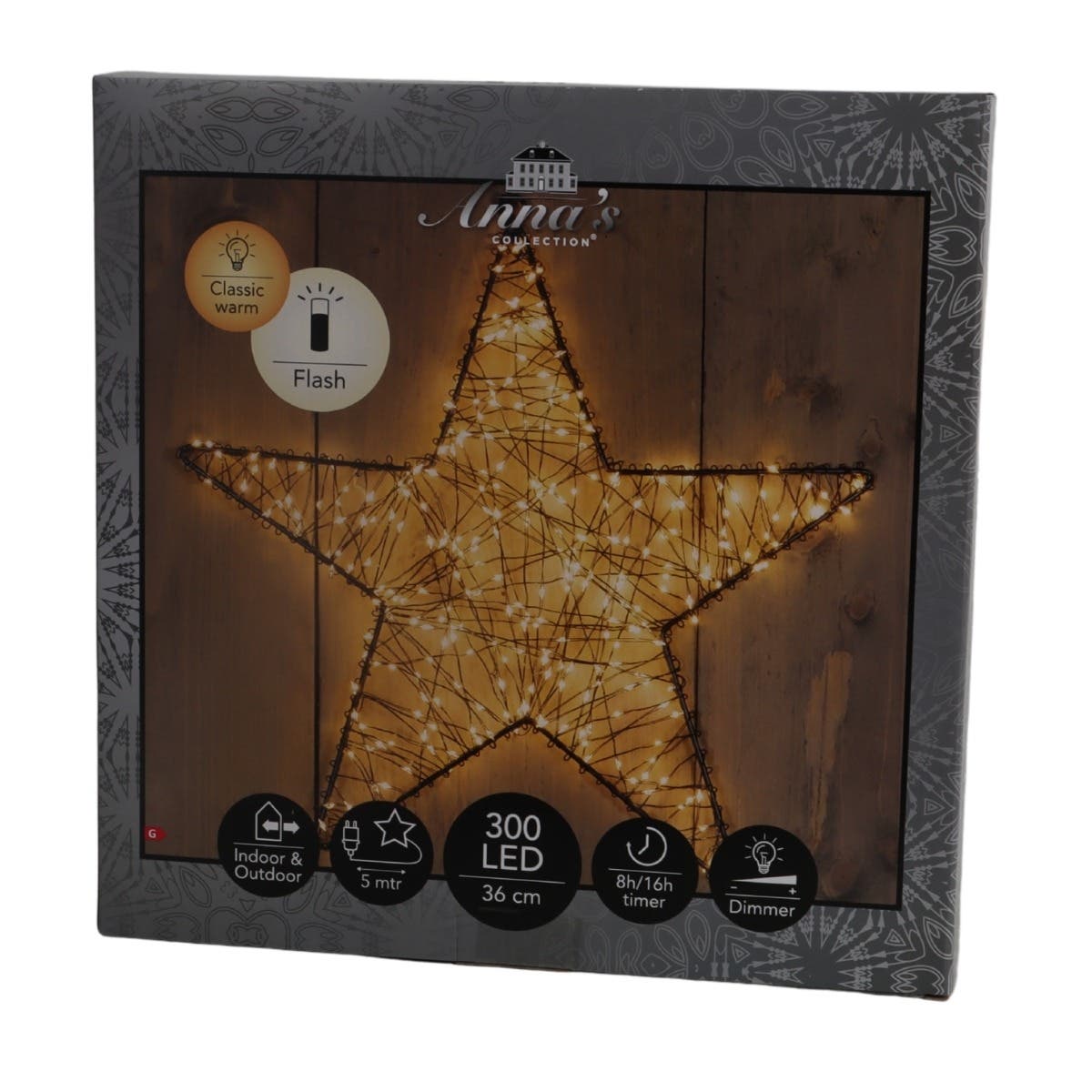 Anna's Collection Verlicht Kerstfiguur Kerstster met Flash Klassiek Warm 300 Lampjes 37 x 5 cm