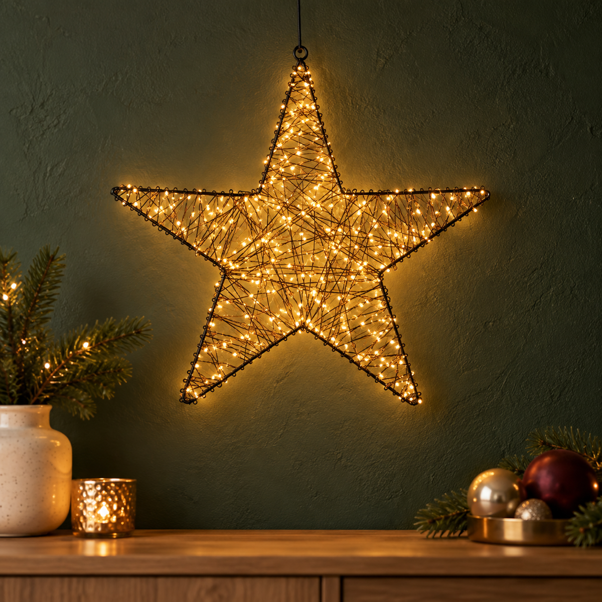 Anna's Collection Verlicht Kerstfiguur Kerstster met Flash Klassiek Warm 300 Lampjes 37 x 5 cm