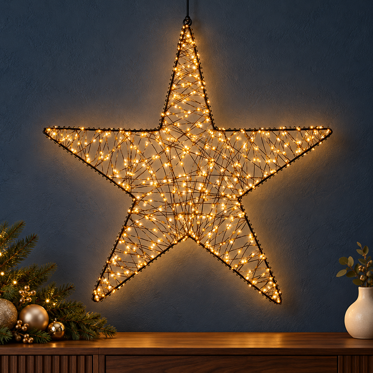 Anna's Collection Verlicht Kerstfiguur Ster Metaal Flash Klassiek Warm 500 Lampjes 56 cm