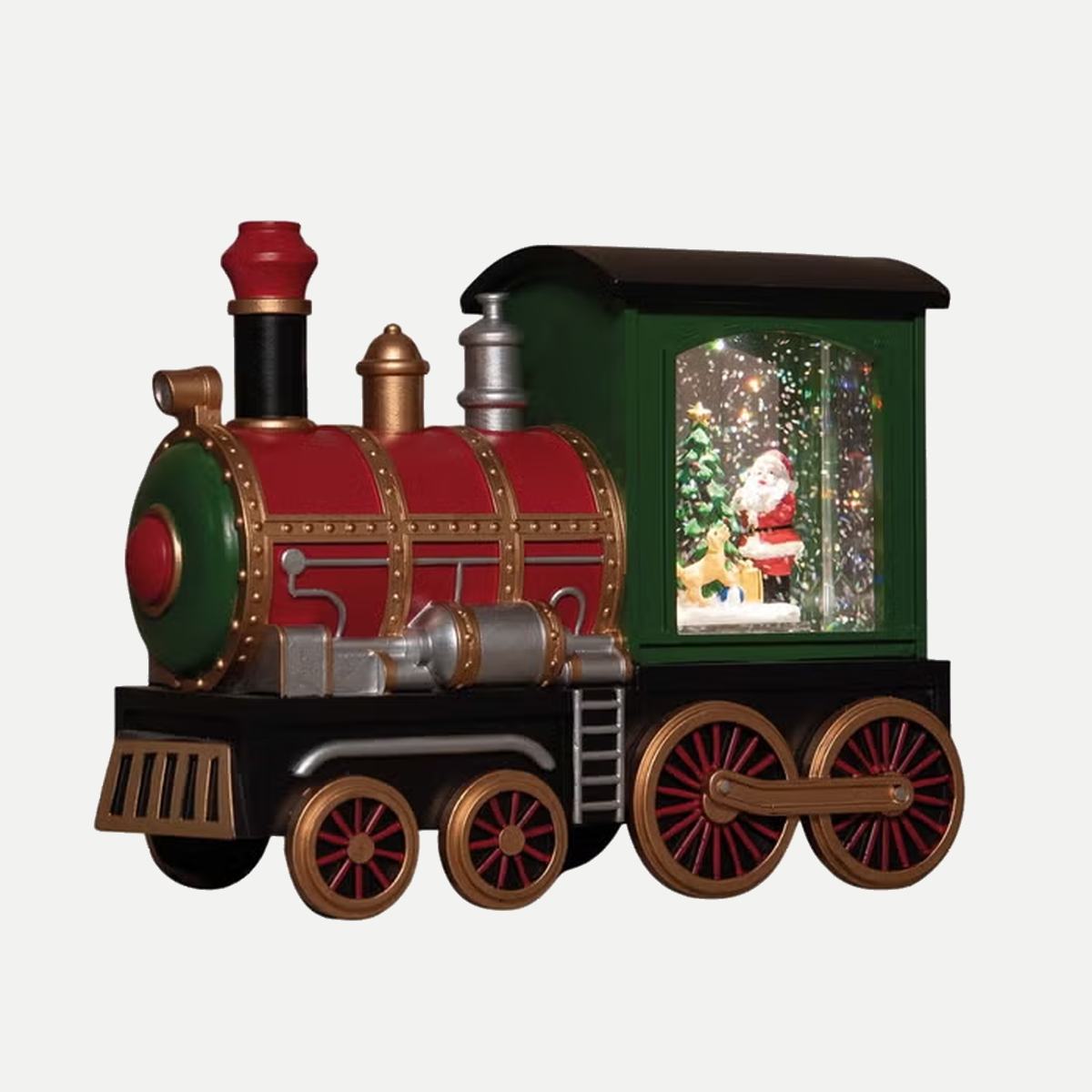Anna's Collection Verlicht Kerstfiguur Kersttrein met Kerstman in Glitterwater 16.7 x 22 x 9.8 cm