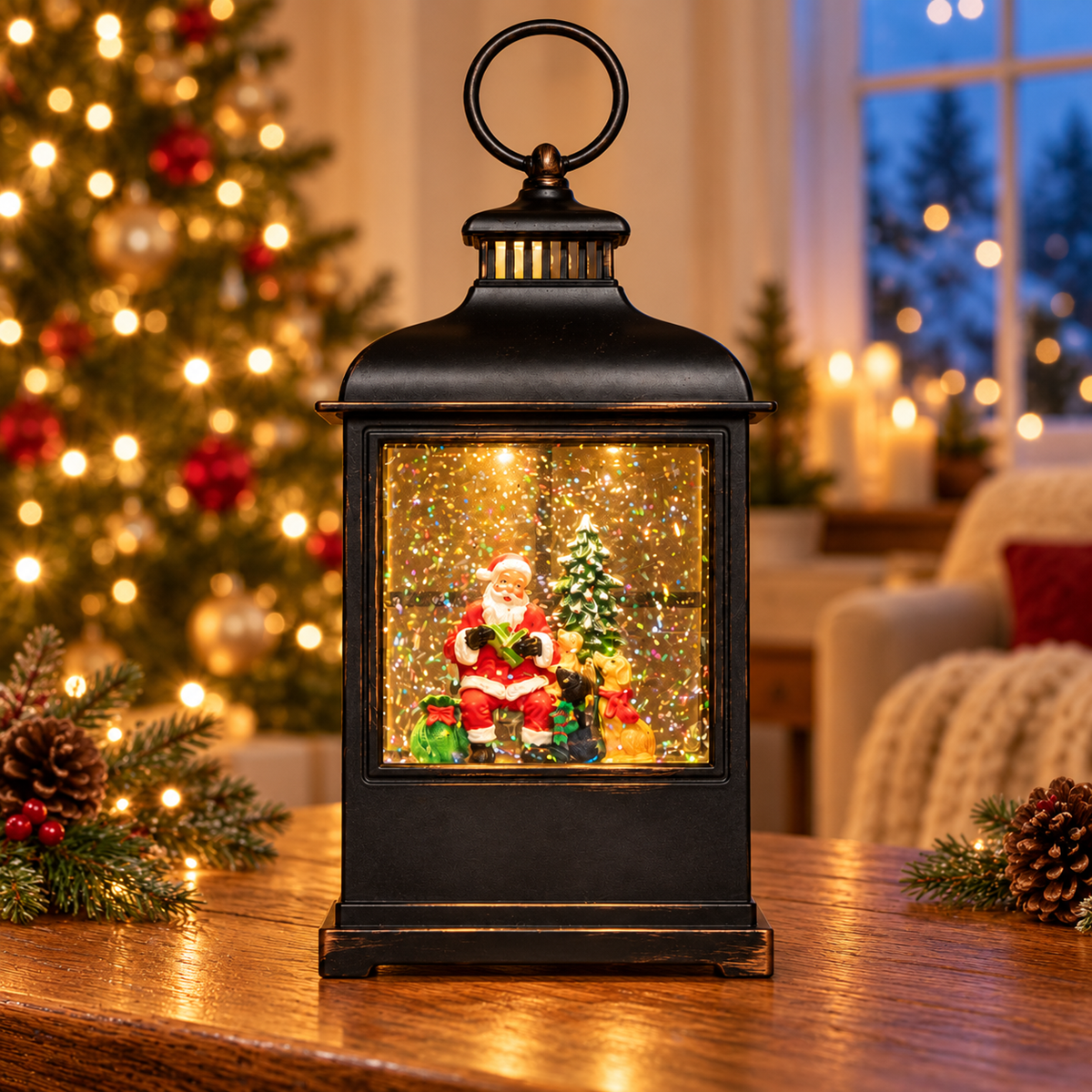 Anna's Collection Verlicht Kerstfiguur Lantaarn Kerstman Warm Wit 12.5 x 8 x 27 cm