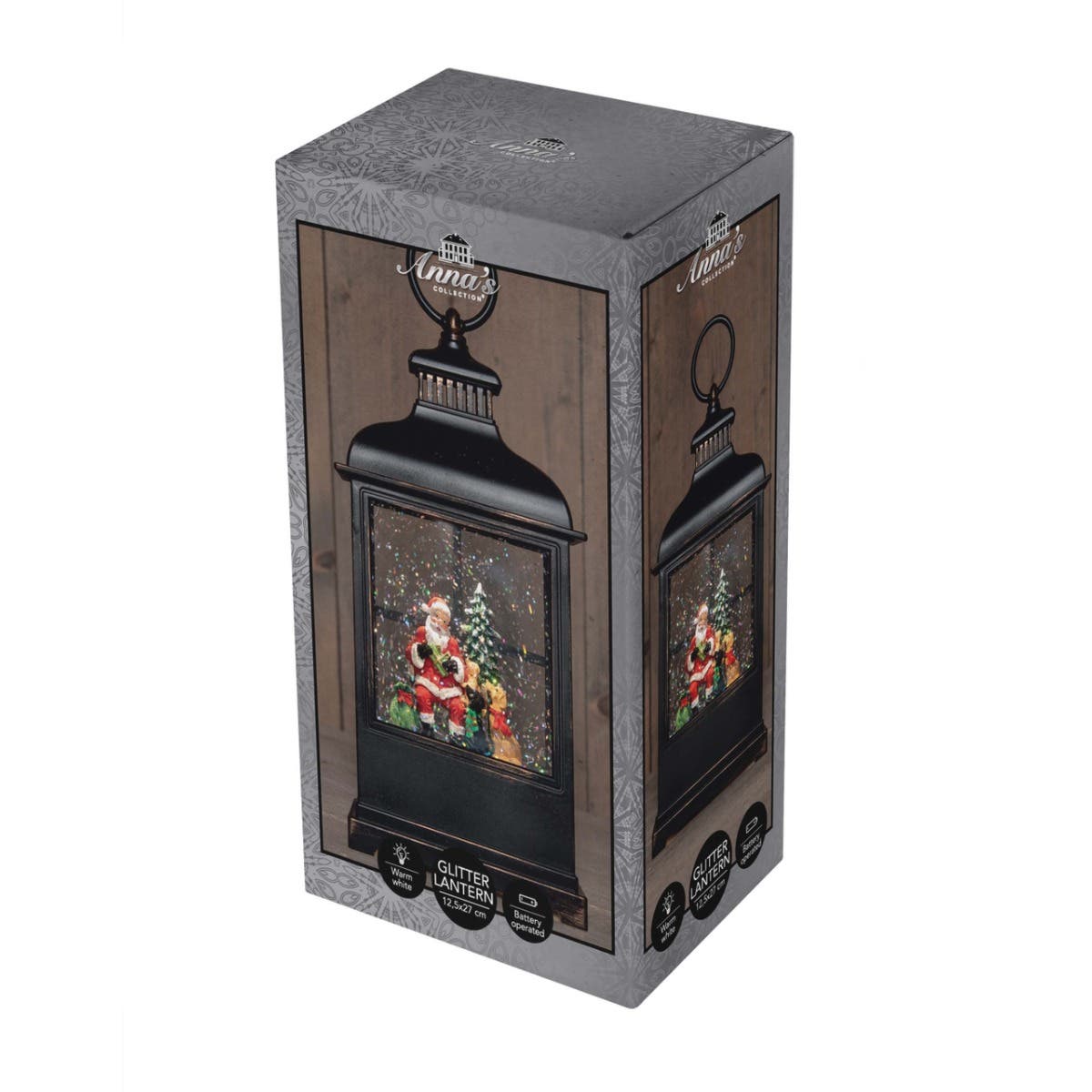 Anna's Collection Verlicht Kerstfiguur Lantaarn Kerstman Warm Wit 12.5 x 8 x 27 cm