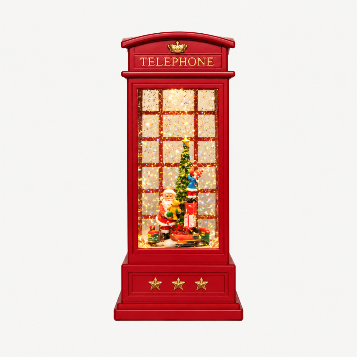 Anna's Collection Verlicht Kerstfiguur Telefooncel met Trein Warm Wit 25 x 10.5 cm