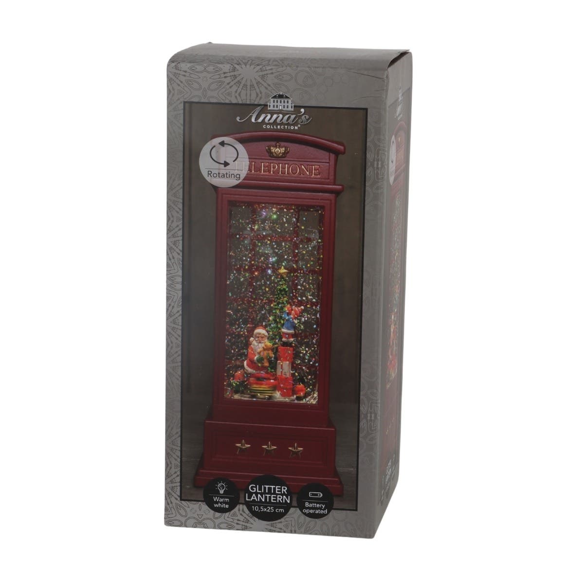 Anna's Collection Verlicht Kerstfiguur Telefooncel met Trein Warm Wit 25 x 10.5 cm