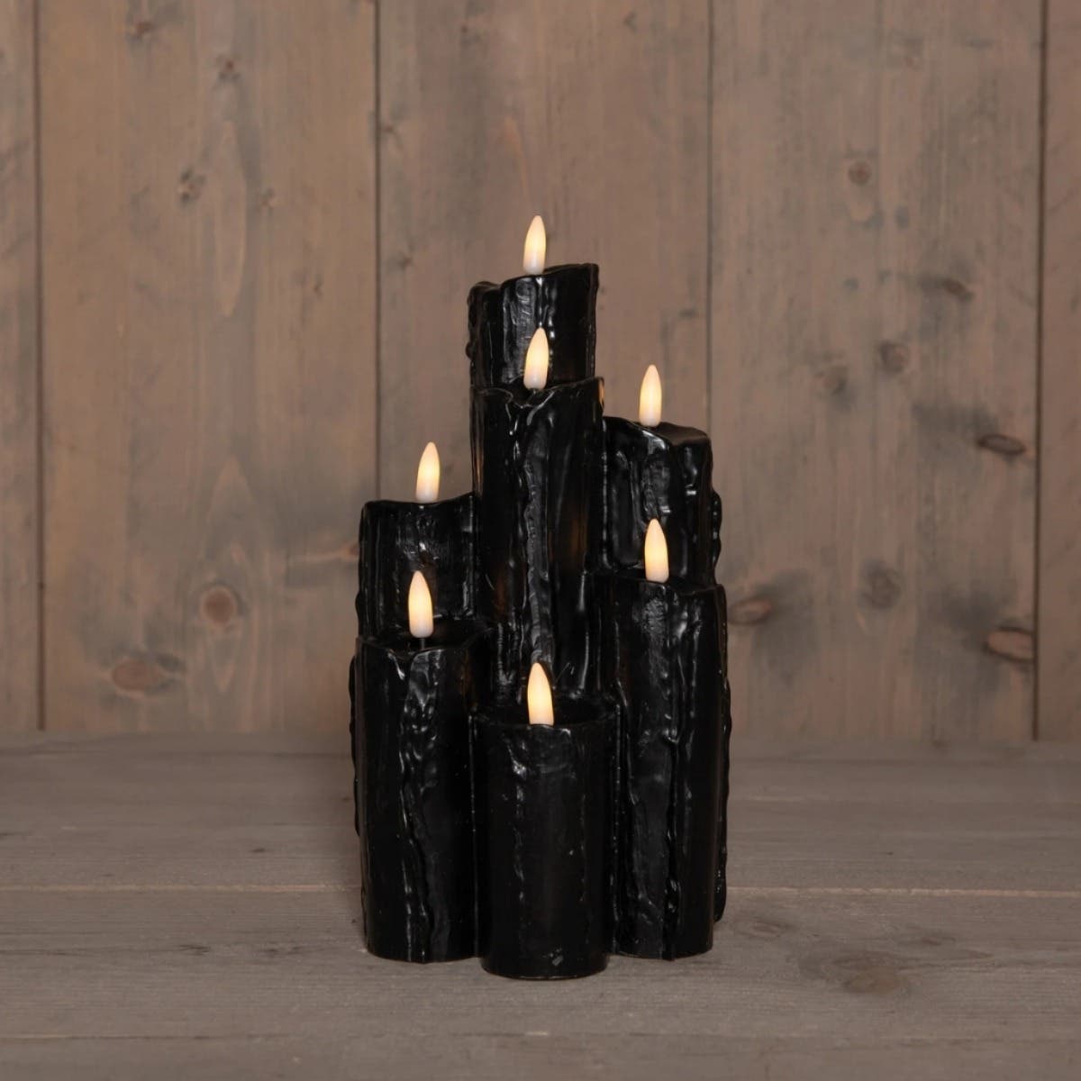 Anna's Collection LED druipkaars 3D vlam zwart 25.5 x 15 cm
