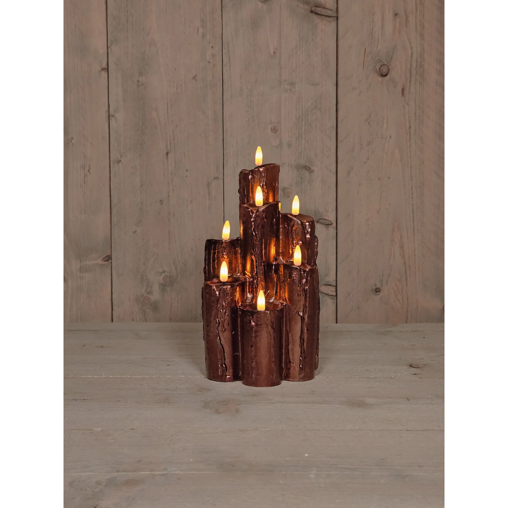 Anna's Collection LED druipkaars 3D vlam brons 25.5 x 15 cm