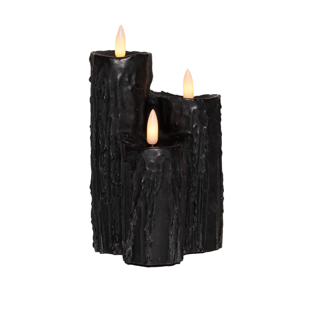 Anna's Collection LED druipkaars 3D vlam zwart 16.5 x 11 cm