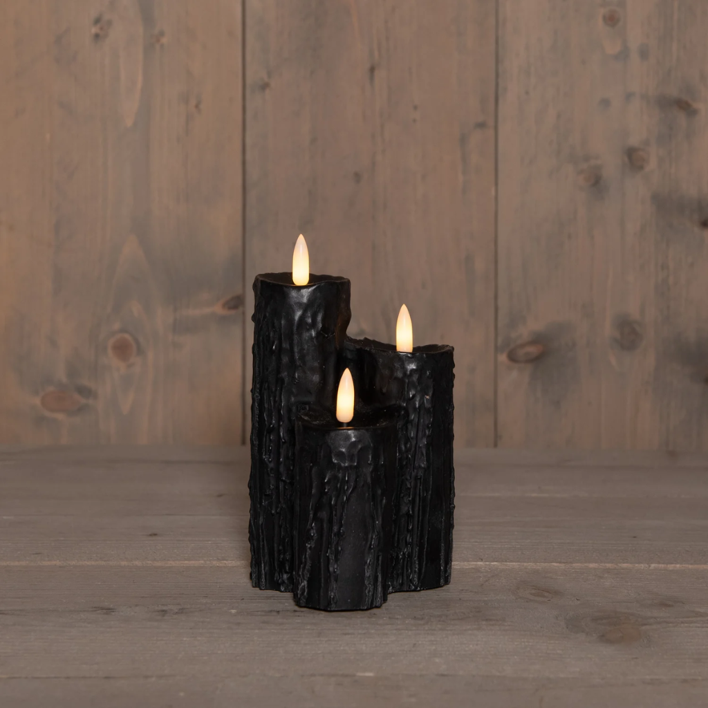 Anna's Collection LED druipkaars 3D vlam zwart 16.5 x 11 cm