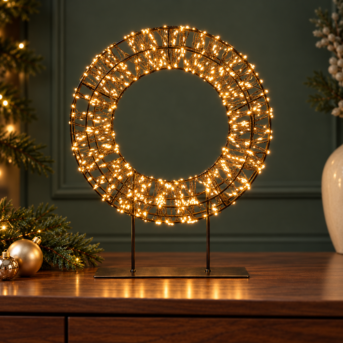 Anna's Collection Verlicht Kerstfiguur Krans Metaal Klassiek Warm 800 Lampjes 28 cm