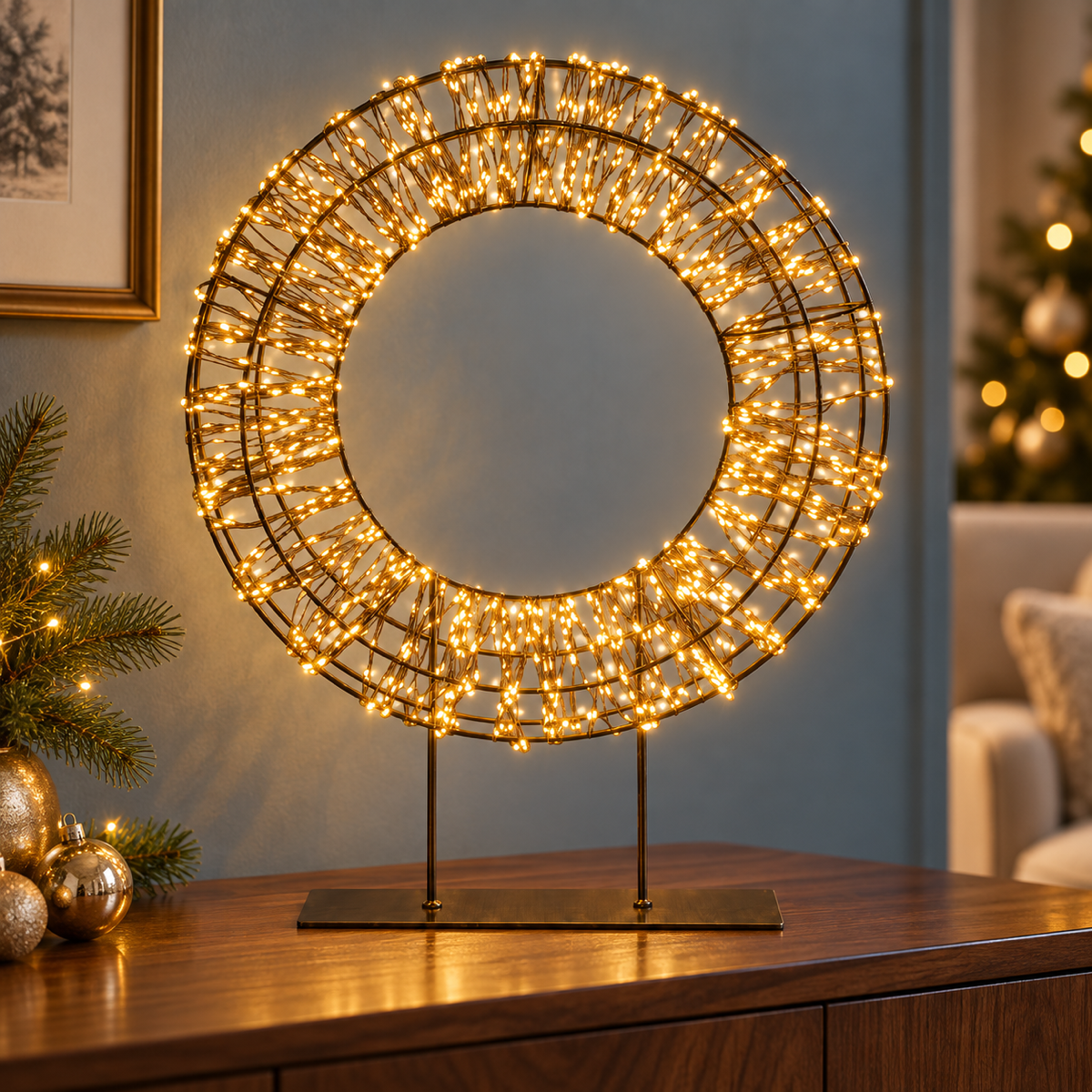 Anna's Collection Verlicht Kerstfiguur Krans Metaal Klassiek Warm 1200 Lampjes 36 cm