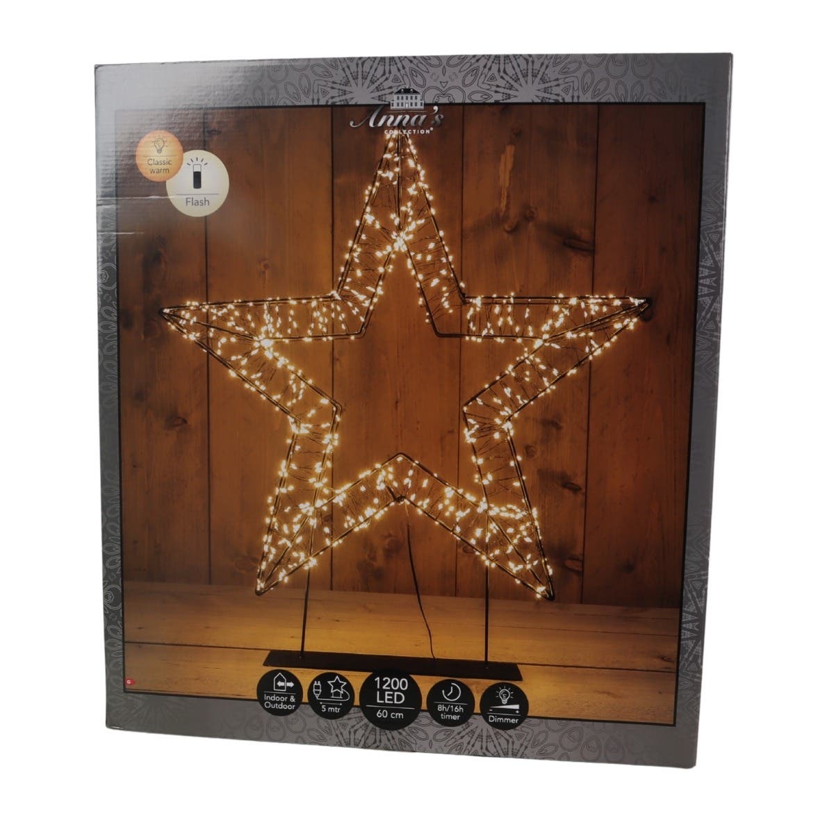 Anna's Collection Verlicht Kerstfiguur Ster 3D Metaal Flash Klassiek Warm 1200 Lampjes 56 cm