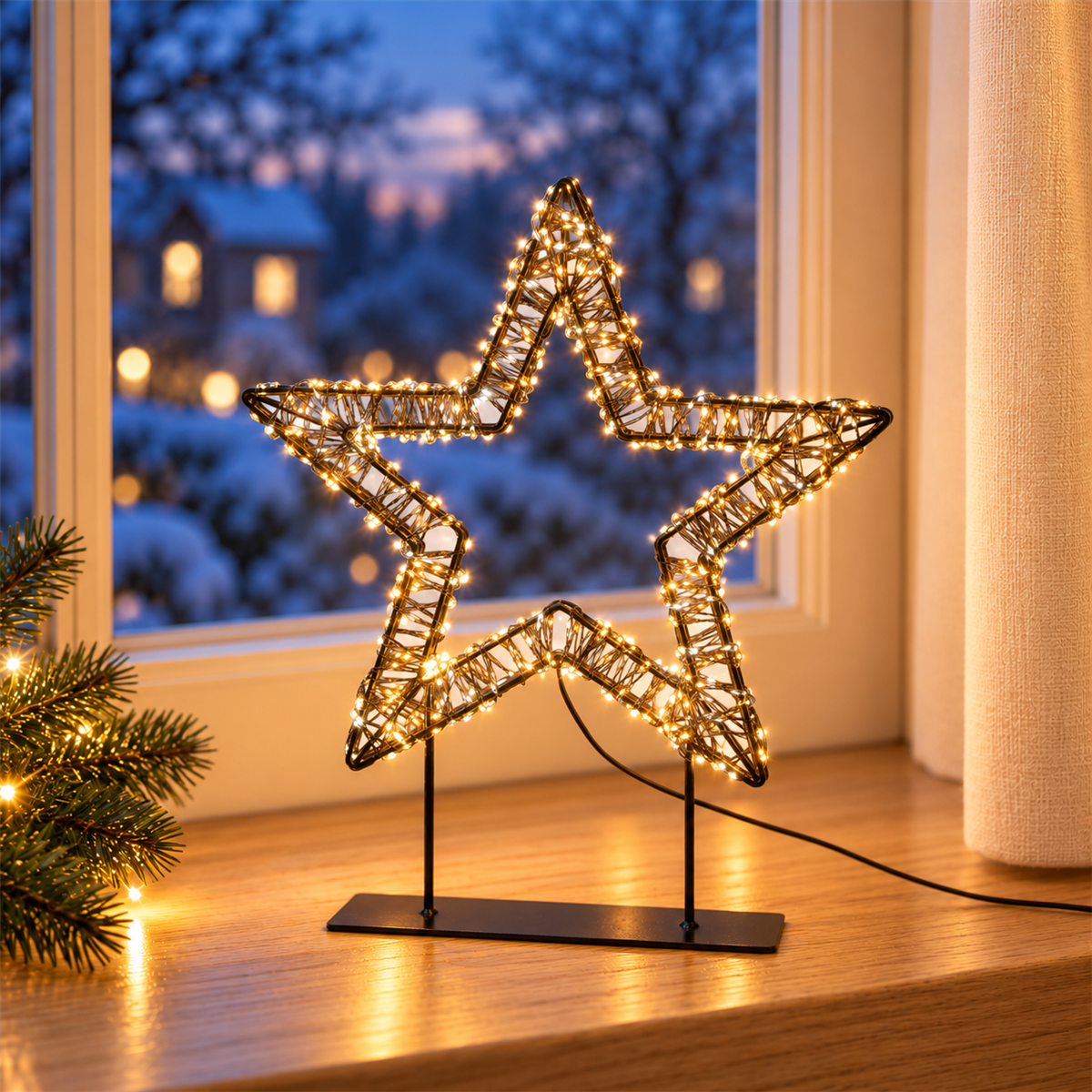 Anna's Collection Verlicht Kerstfiguur Ster 3D Zwart Klassiek Warm 800 Lampjes 37 x 7 x 45 cm