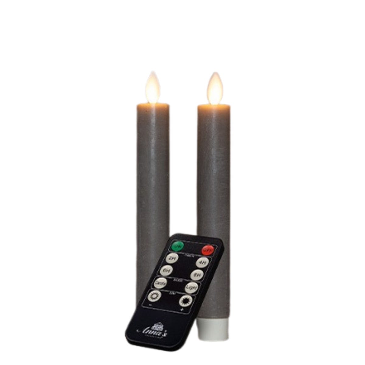 Anna's Collection LED Dinerkaars Rustiek Oplaadbaar Taupe 2 Stuks 18 cm