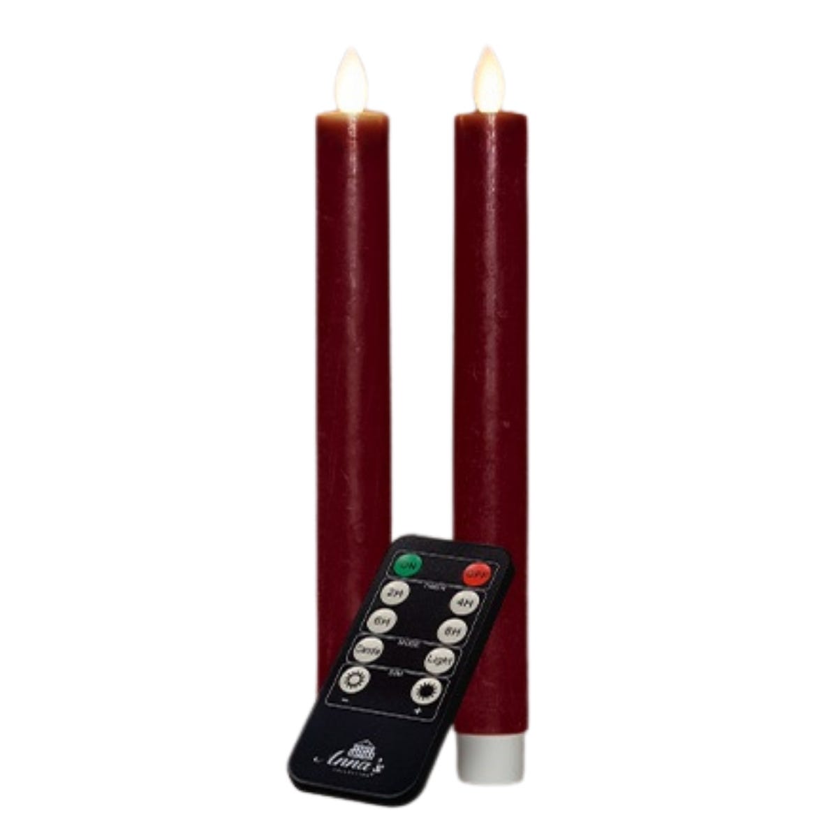 Anna's Collection LED Dinerkaars Rustiek Oplaadbaar Bordeaux 2 Stuks 23 cm