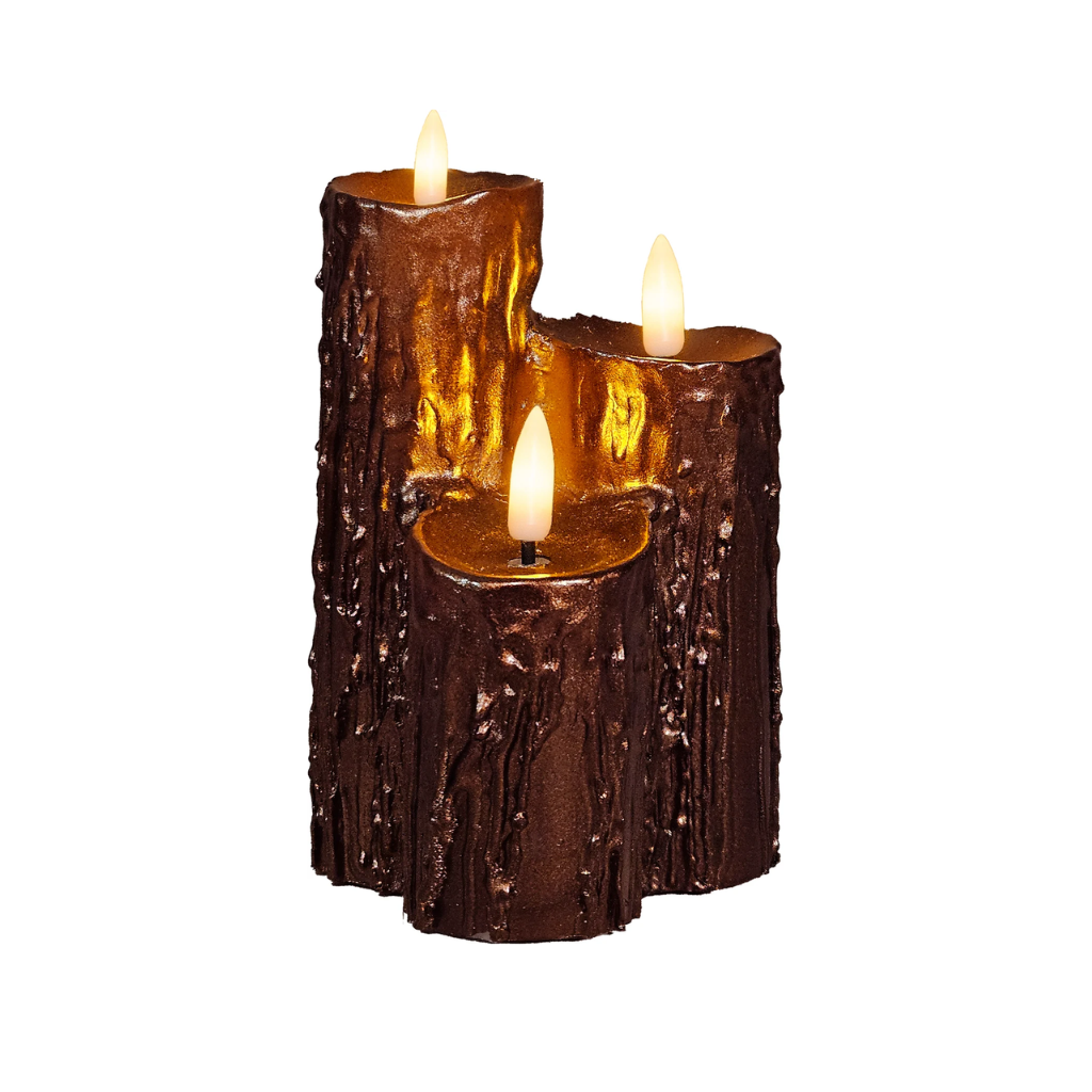 Anna's Collection LED druipkaars 3D vlam brons 16.5 x 11 cm