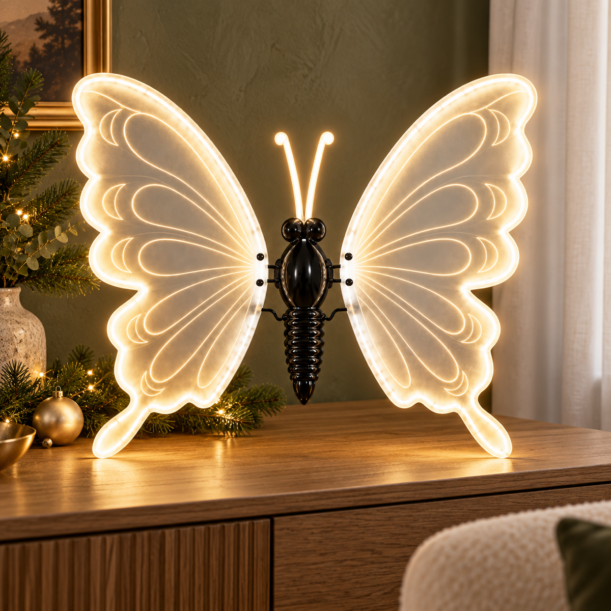Anna's Collection Verlicht Kerstfiguur Vlinder Warm Wit Bewegend 60 x 60 x 7 cm