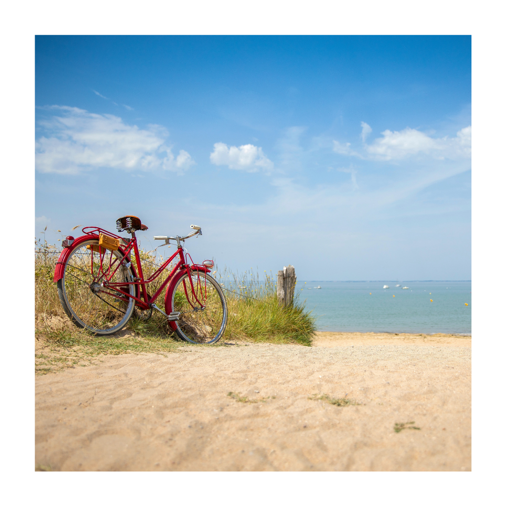 Anna's Collection Tuinposter Buitencanvas Fiets op Strand 58 x 58 cm