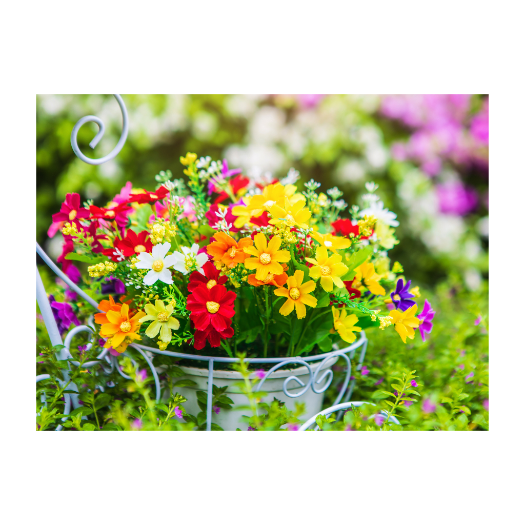 Anna's Collection Tuinposter Buitencanvas Bloemen in Pot 58 x 78 cm