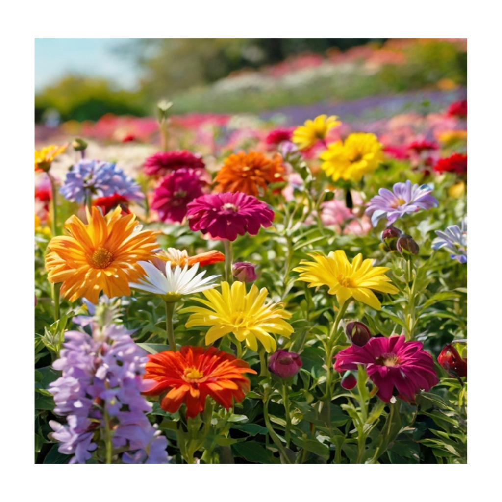 Anna's Collection Tuinposter Buitencanvas Bloemenveld 78 x 78 cm