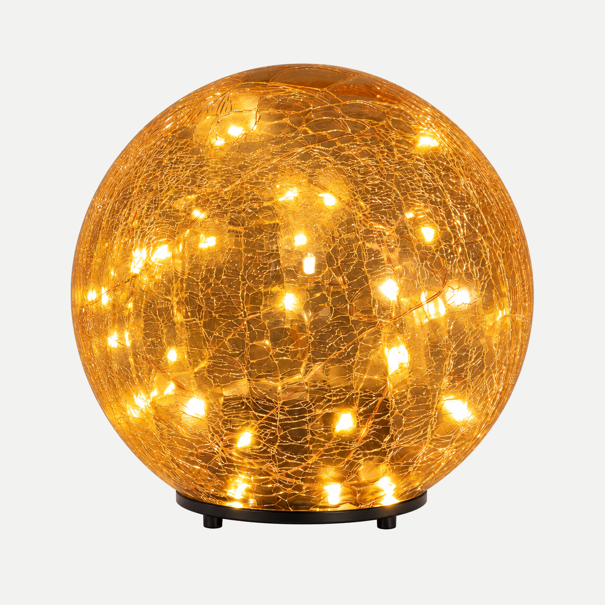Anna's Collection Verlicht Kerstfiguur Bal Crackle Amber Klassiek Warm 30 Lampjes 15 cm