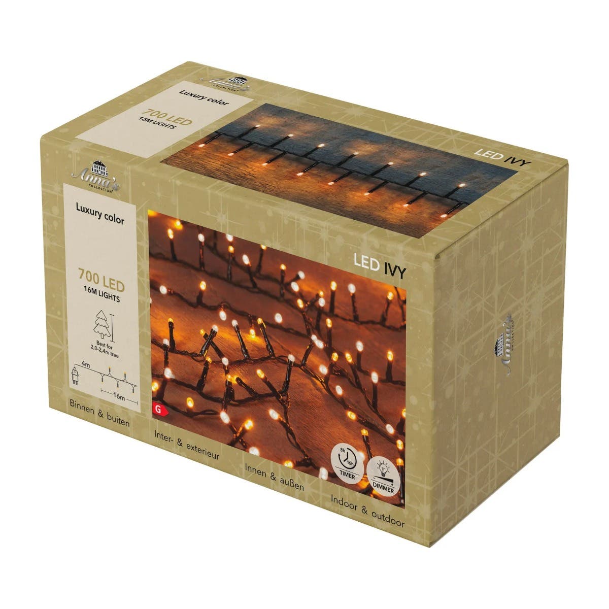 Anna's Collection Micro LED-verlichting Ivy Licht Goud 700 Lampjes 16 m