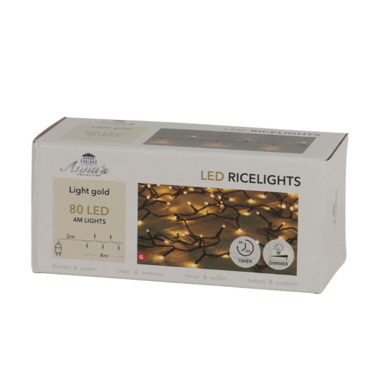 Anna's Collection Micro LED-verlichting Rice Light Licht Goud 80 Lampjes 4 m