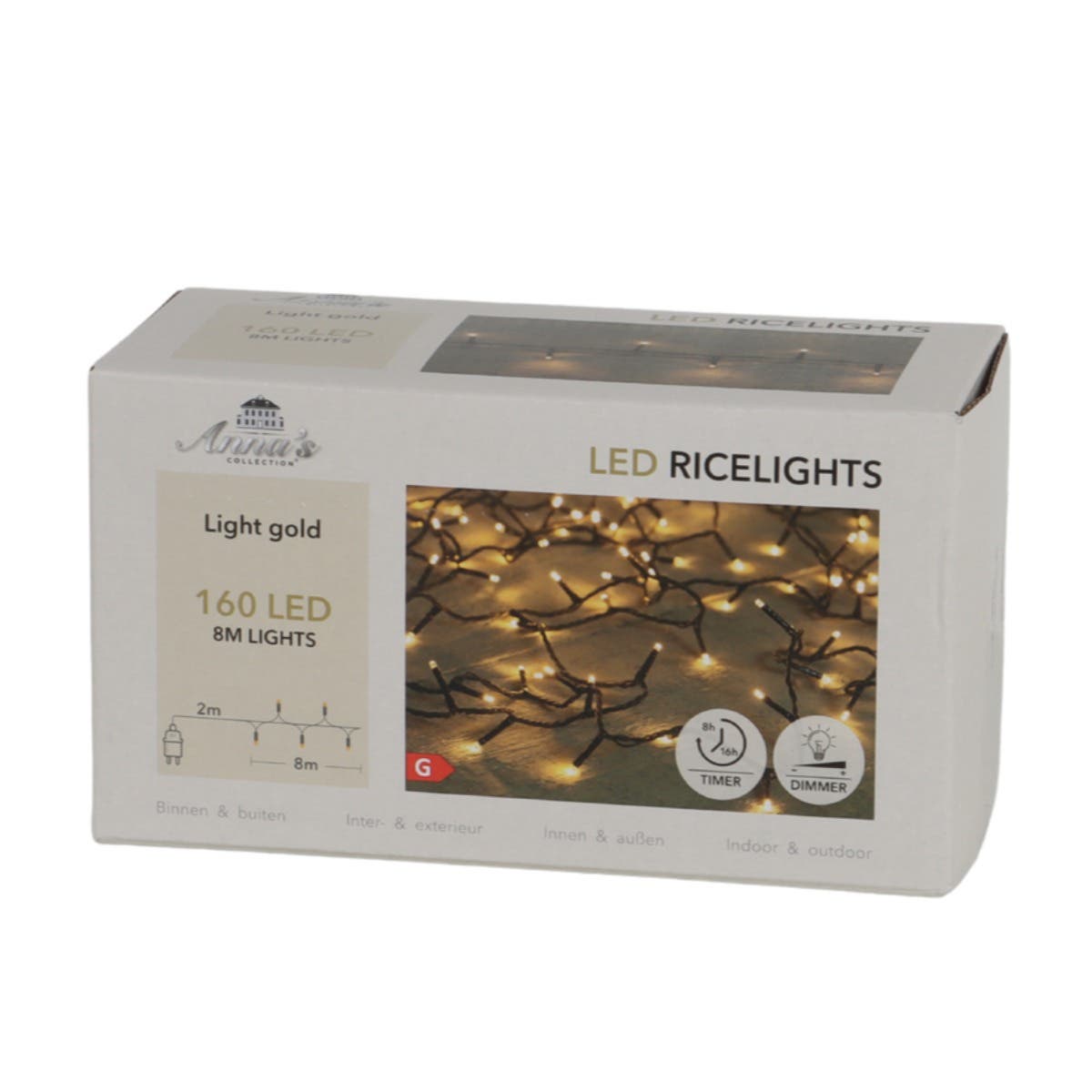 Anna's Collection Micro LED-verlichting Rice Light Licht Goud 160 Lampjes 8 m
