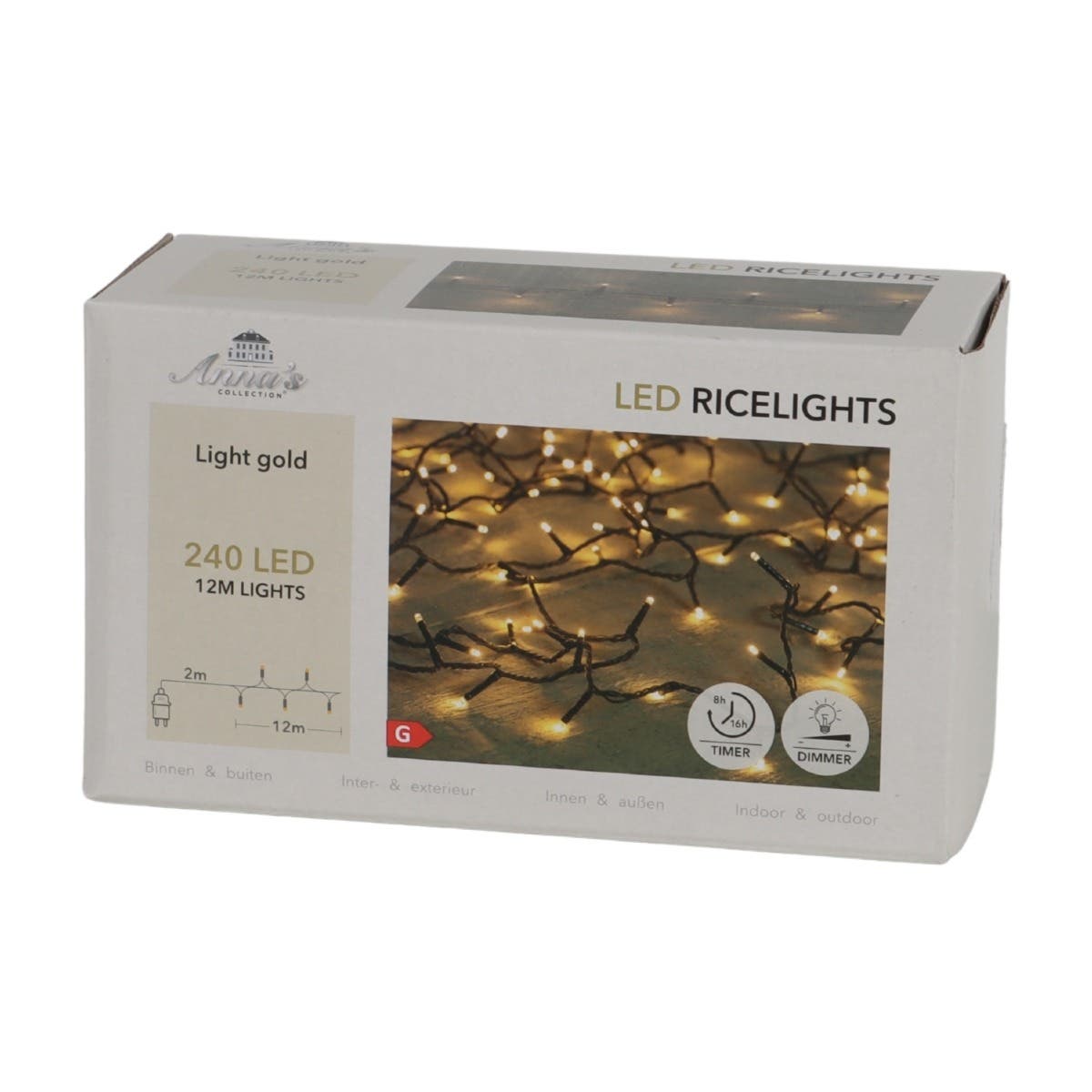 Anna's Collection Micro LED-verlichting Rice Light Licht Goud 240 Lampjes 12 m