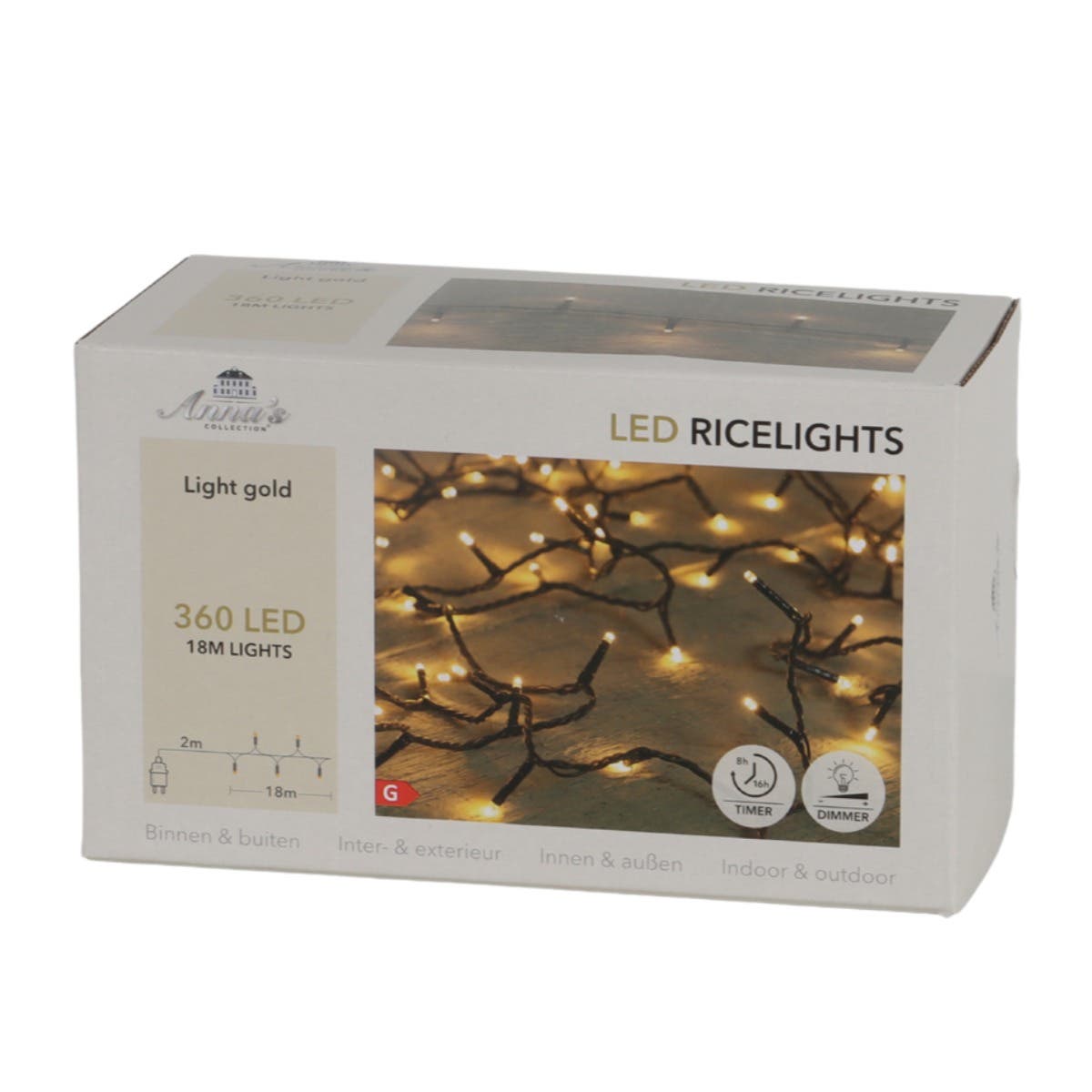 Anna's Collection Micro LED-verlichting Rice Light Licht Goud 360 Lampjes 18 m