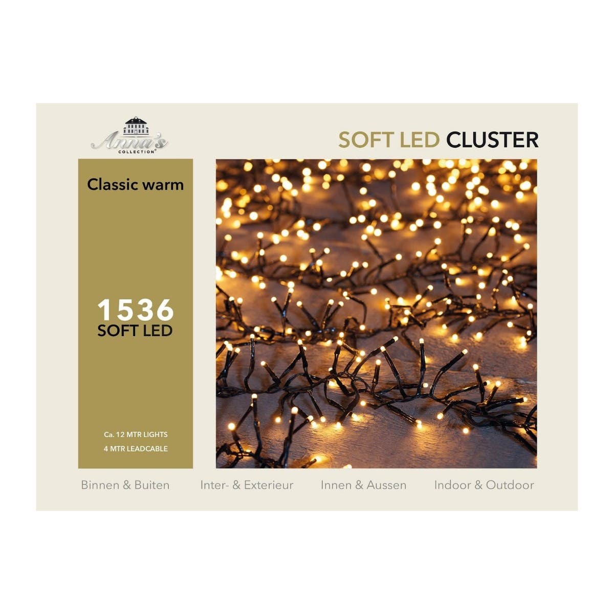 Anna's Collection Clusterverlichting Licht Goud 1536 Lampjes 9 m