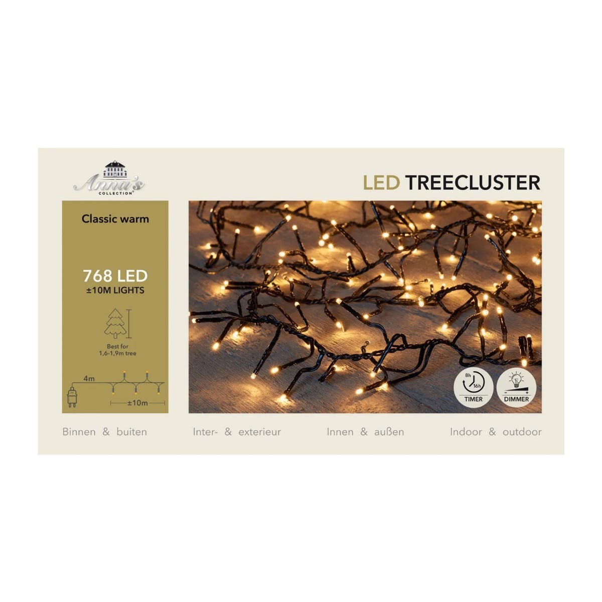 Anna's Collection Clusterverlichting Treecluster Licht Goud 768 Lampjes 10 m