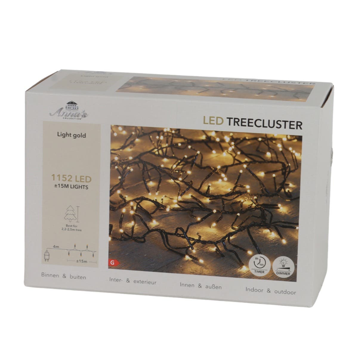 Anna's Collection Clusterverlichting Treecluster Licht Goud 1152 Lampjes 15 m