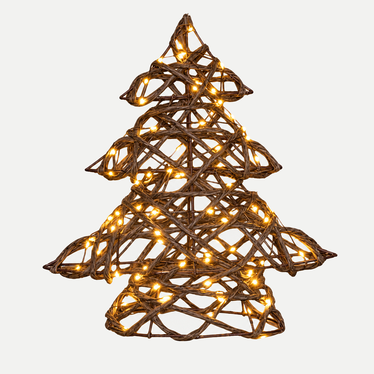 Anna's Collection Verlicht Kerstfiguur Boom Naturel Klassiek Warm 80 Lampjes 30 cm