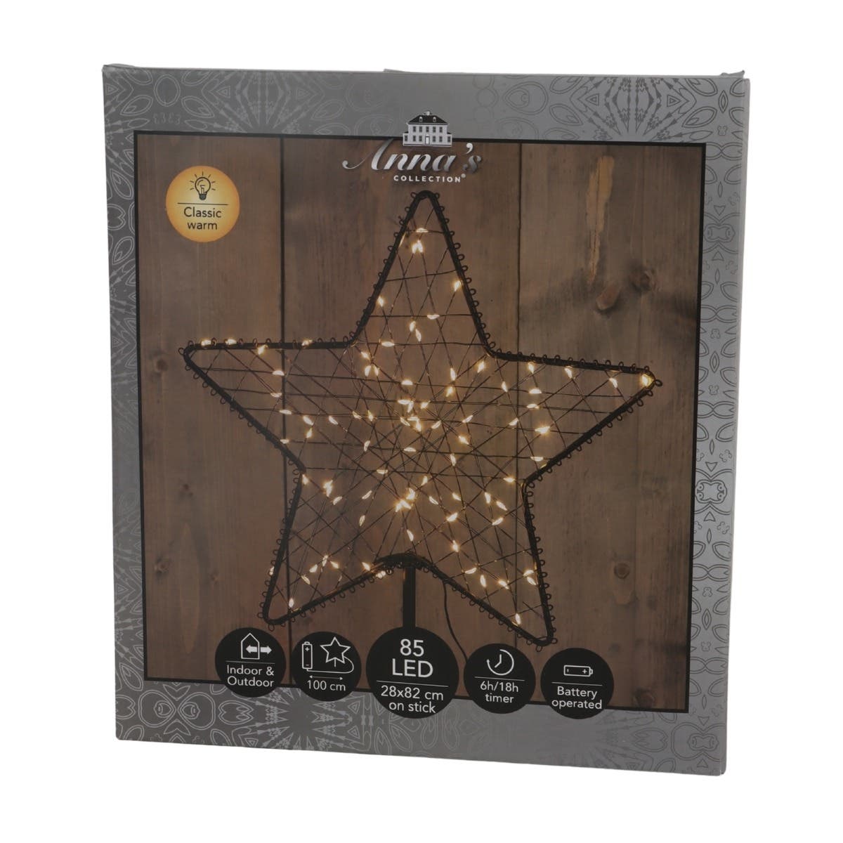 Anna's Collection Verlicht Kerstfiguur Ster op Steker Metaal Klassiek Warm 85 Lampjes 28 x 82 cm