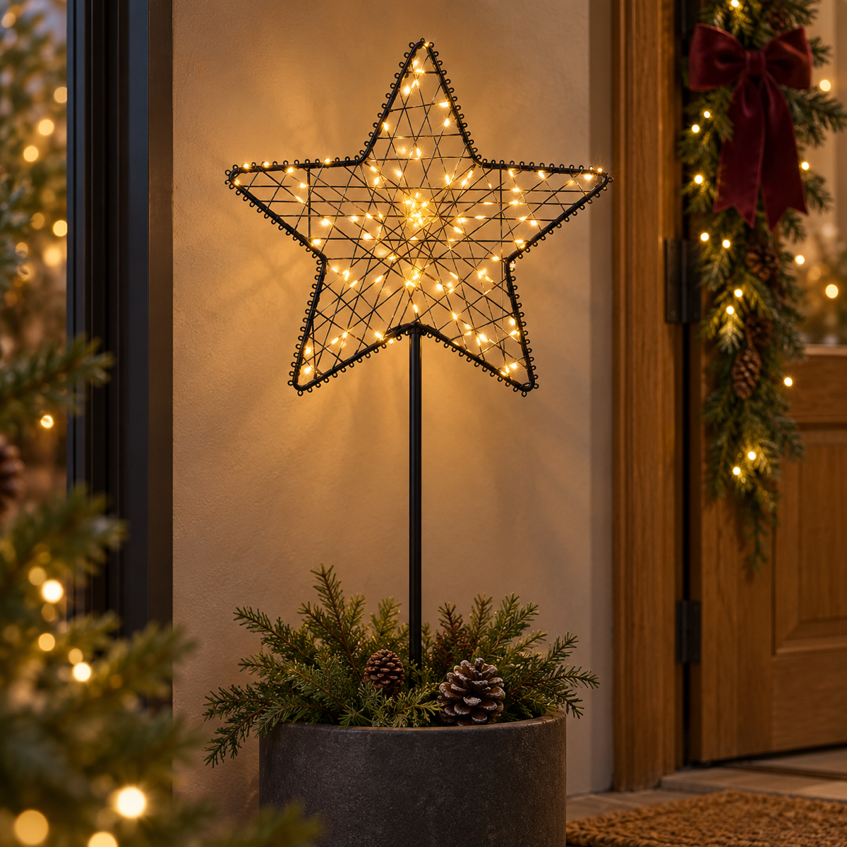 Anna's Collection Verlicht Kerstfiguur Ster op Steker Metaal Klassiek Warm 85 Lampjes 28 x 82 cm