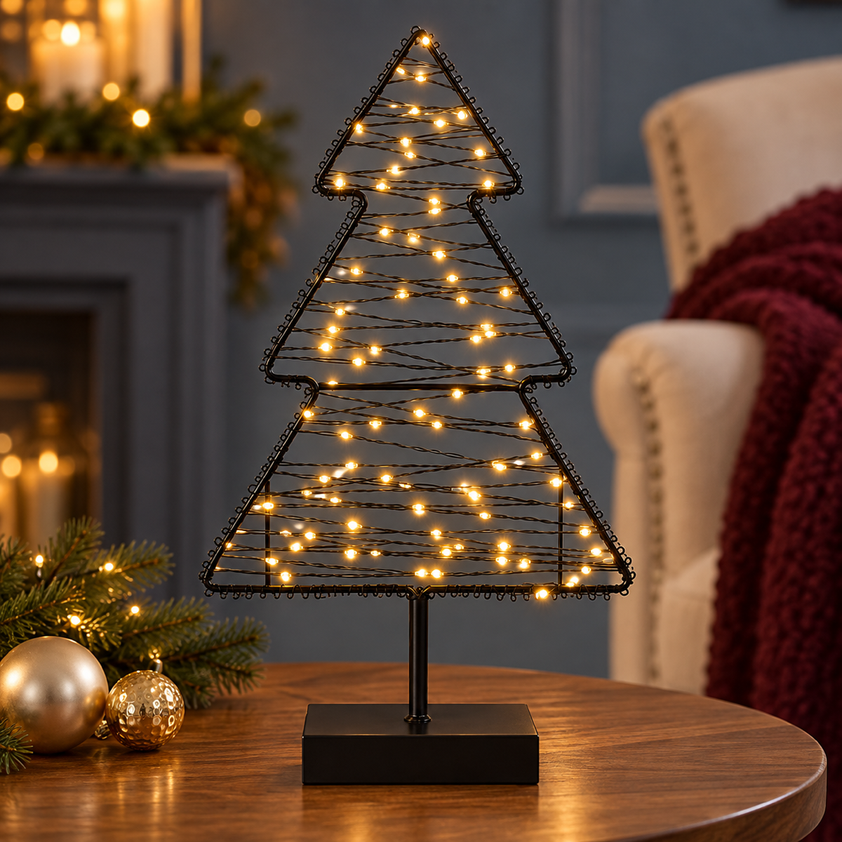 Anna's Collection Verlicht Kerstfiguur Boom op Voet Metaal Klassiek Warm 85 Lampjes 22.5 x 38.5 cm