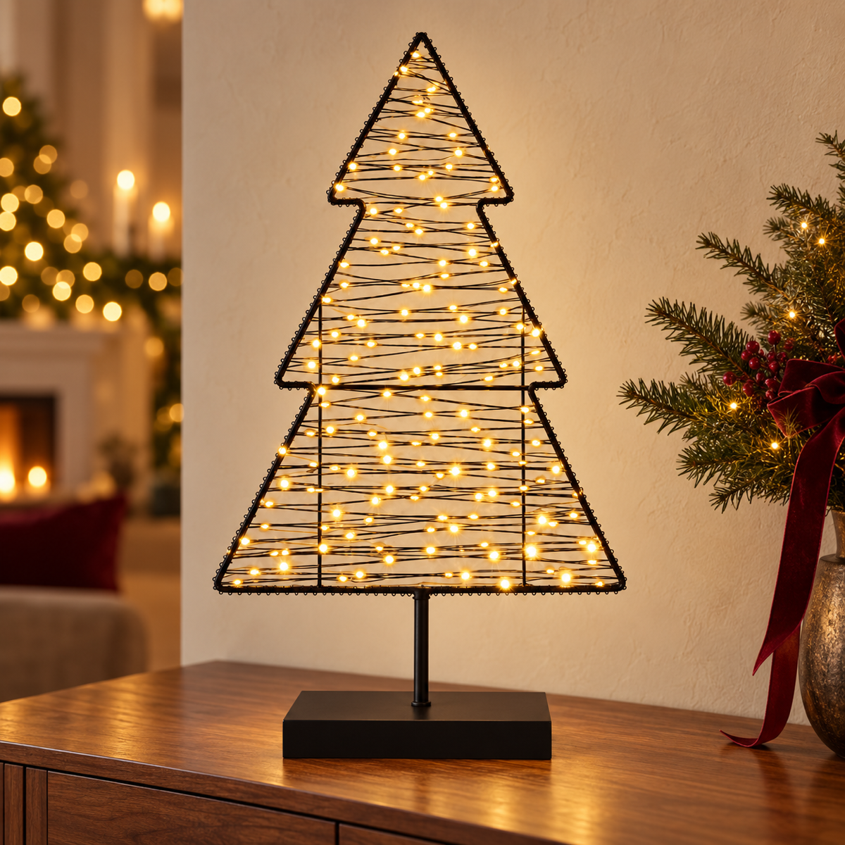 Anna's Collection Verlicht Kerstfiguur Boom op Voet Metaal Klassiek Warm 160 Lampjes 30.5 x 50 cm