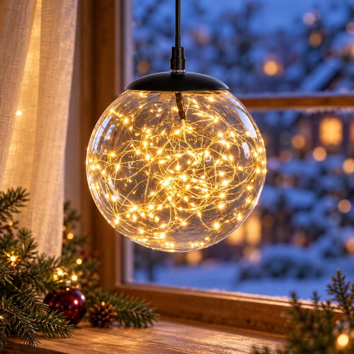 Anna's Collection Verlicht Kerstfiguur Bal Clear Klassiek Warm 80 Lampjes 18 cm