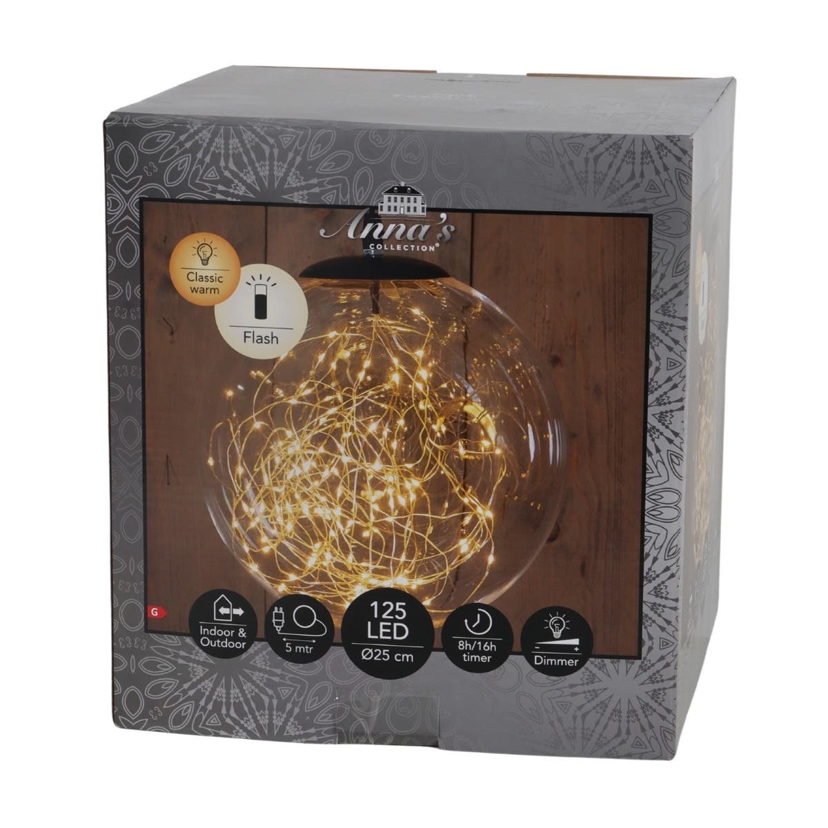 Anna's Collection Verlicht Kerstfiguur Bal Clear Klassiek Warm 125 Lampjes 25 cm
