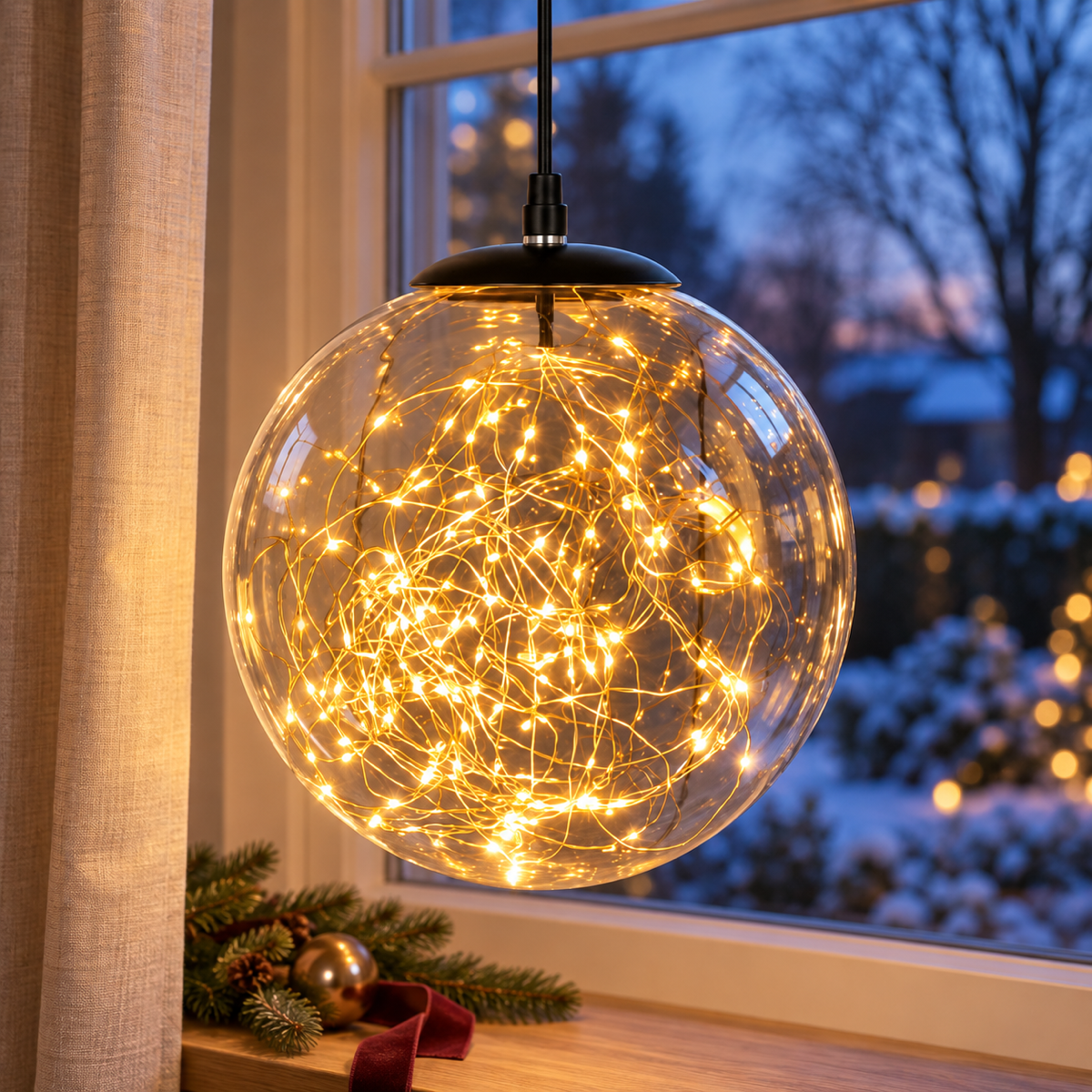 Anna's Collection Verlicht Kerstfiguur Bal Clear Klassiek Warm 125 Lampjes 25 cm