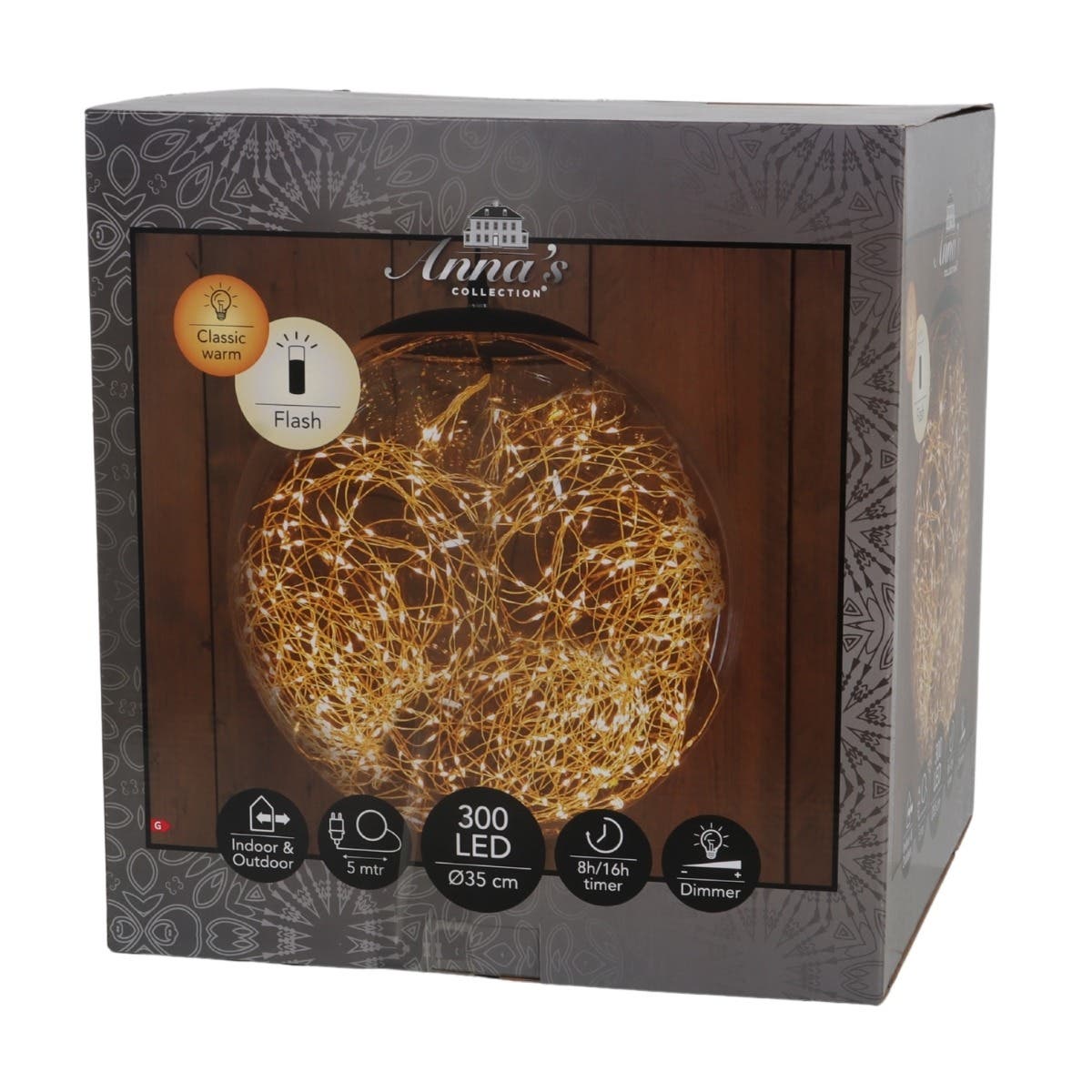 Anna's Collection Verlicht Kerstfiguur Bal Clear Klassiek Warm 300 Lampjes 35 cm